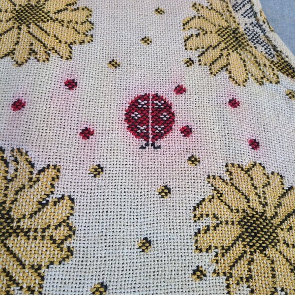 Vtg Sugar Street Weevers Knit Vest Lrg 100% Cotton Made USA Sunflowers Lady Bug - Picture 8 of 11